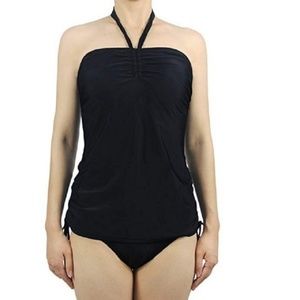 Womens Halter Neck One Piece Swimsuit Small Black